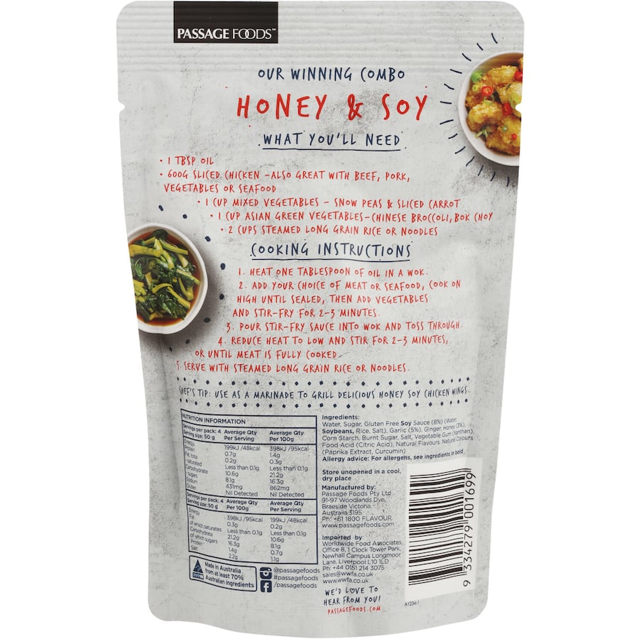 Passage To Asia Stir Fry Sauce Honey & Soy Packet 200g