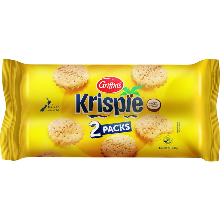 Griffins Krispies Plain Biscuits Coconut Twin pack 2 x 250g pks