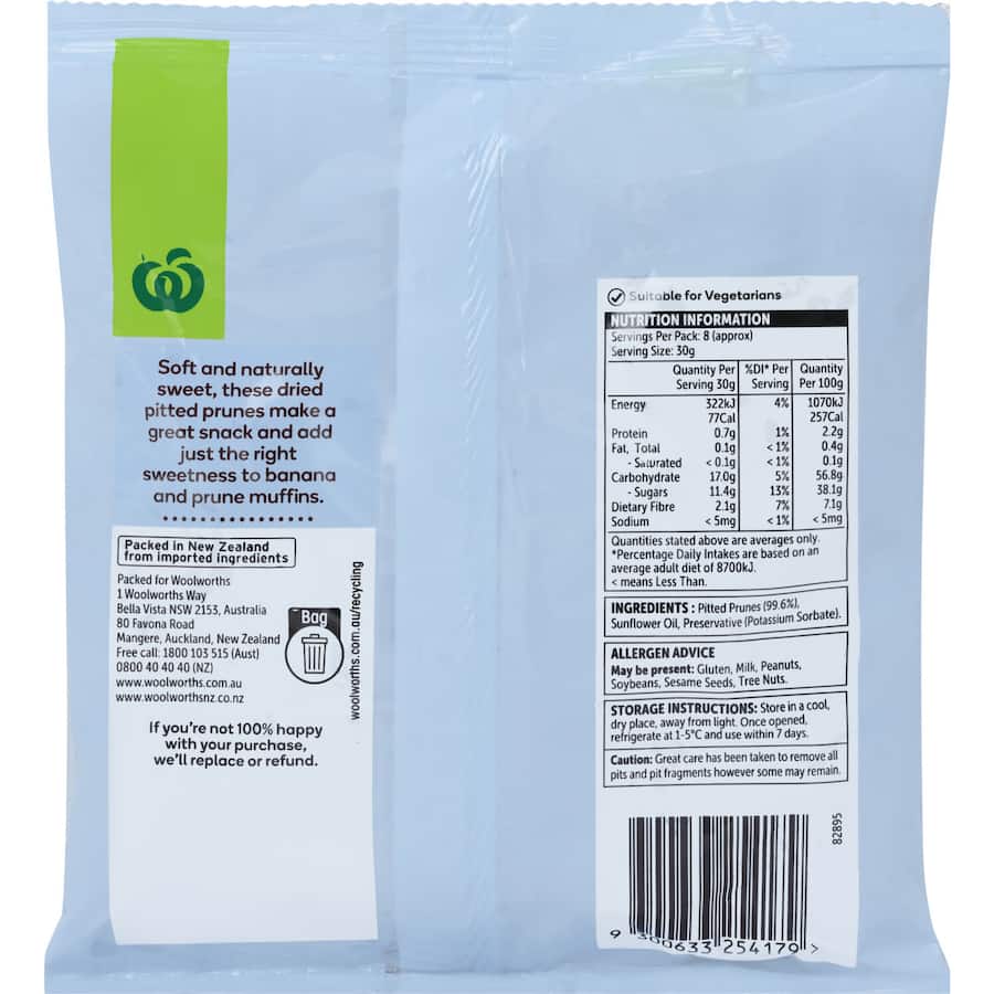 Woolworths Prunes Pitted 250g