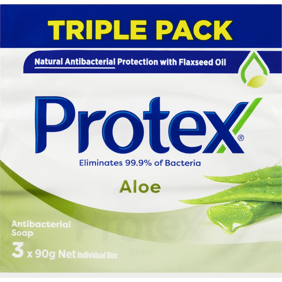 Protex Antibacterial Bar Soap Aloe Extract Value Pack 90g bars 3pack x 90g