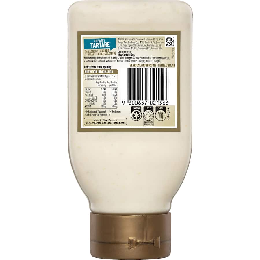 Heinz Seriously Good Tartare Sauce Squeezy Squeeze bottle 295mL