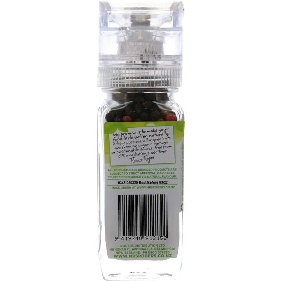 Mrs Rogers Naturals Peppercorns Gourmet Grinder 44g