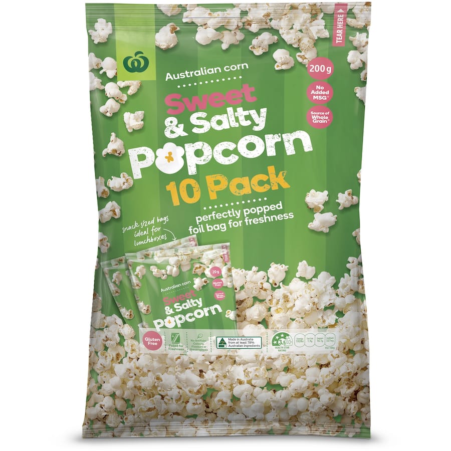 Woolworths Popcorn Sweet & Salty 10 pack 200g