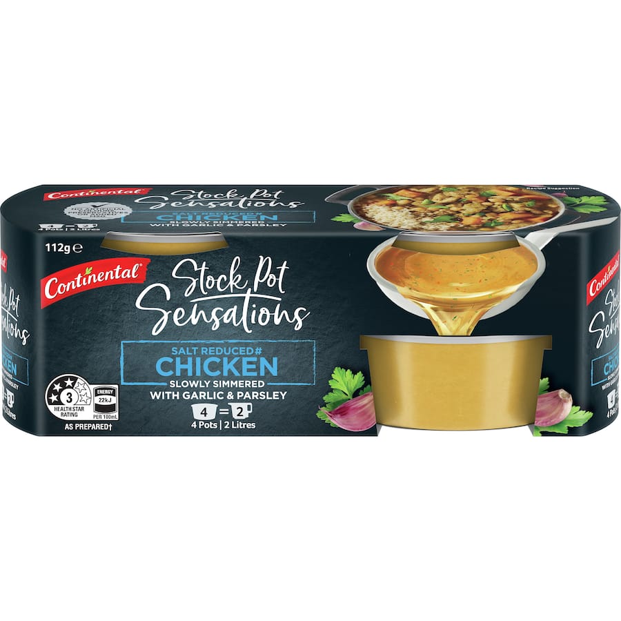 Continental Stock Pot Chicken Stock Salt Reduced 4 X 28g 4pack