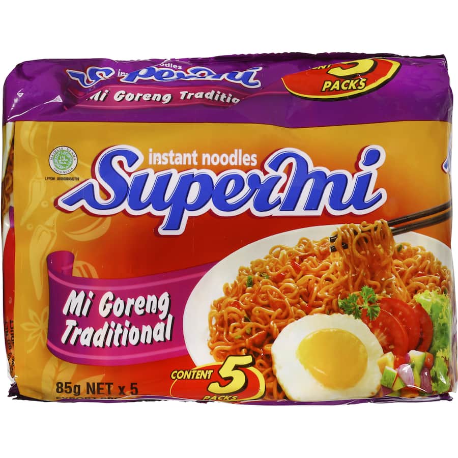 Super Mi Instant Noodles Mi Goreng Traditional 5pk 425g