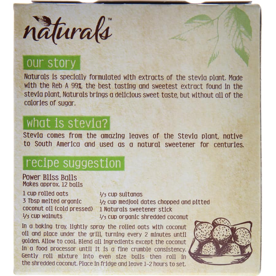 Naturals Sugar Substitute Naturals Stevia Sticks 60g