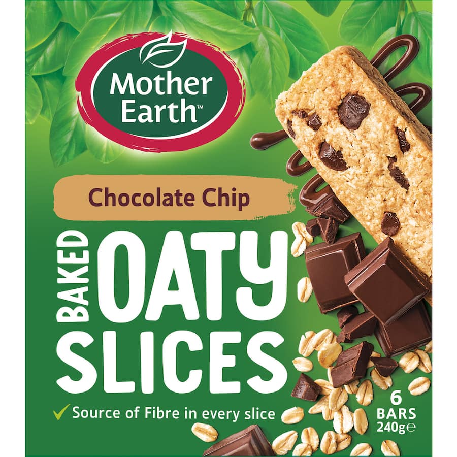 Mother Earth Oaty Slices Oat Bars Chocolate Chip 6pk 240g