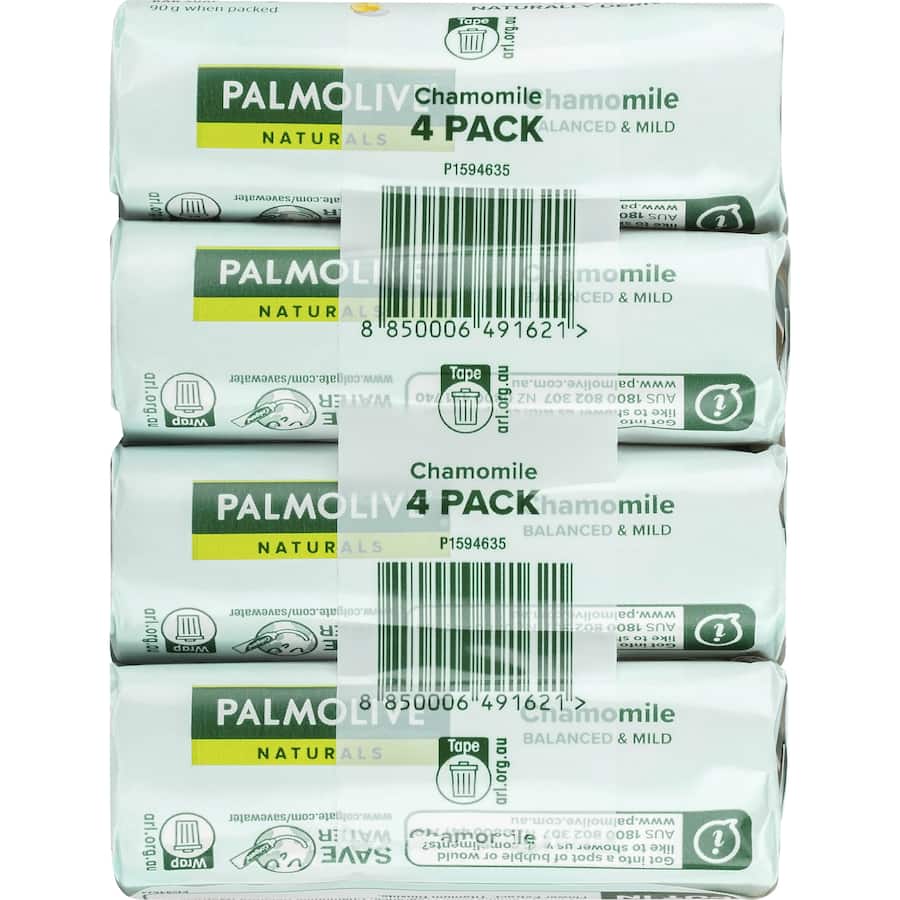 Palmolive Naturals Bar Soap Balanced & Mild Chamomile 90g bars 4pack