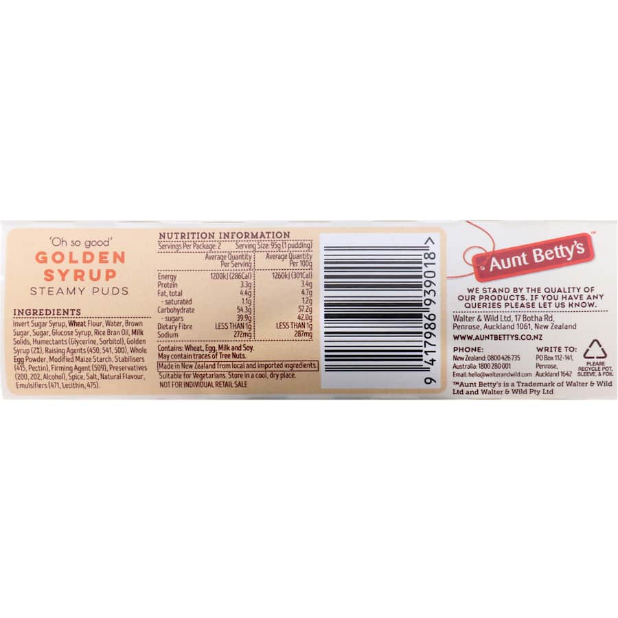 Aunt Bettys Steamed Pudding Golden Syrup 190g