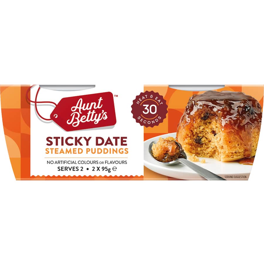 Aunt Bettys Steamed Pudding Sticky Date 190g 95g pottles 2pack