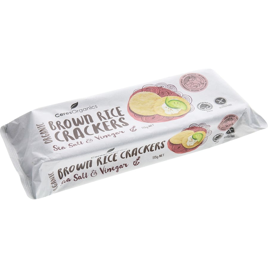 Ceres Organics Brown Rice Crackers Salt & Vinegar 115g