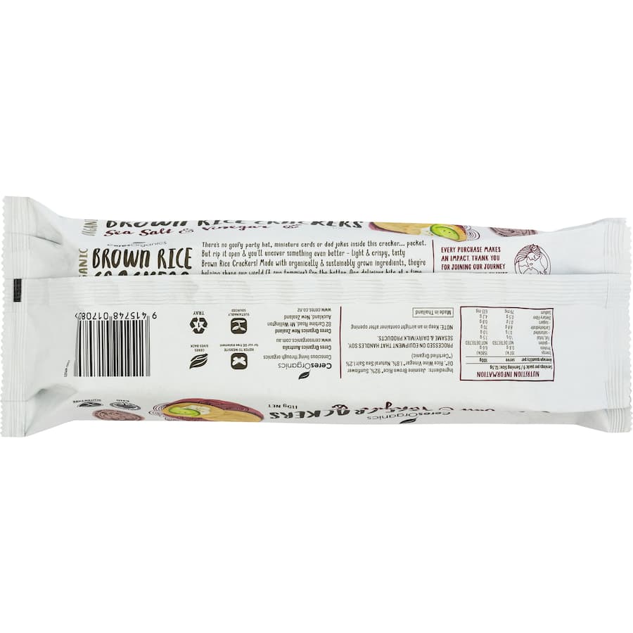Ceres Organics Brown Rice Crackers Salt & Vinegar 115g