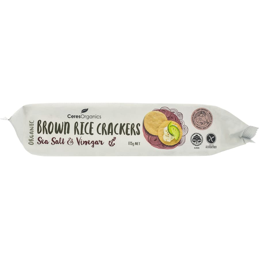 Ceres Organics Brown Rice Crackers Salt & Vinegar 115g