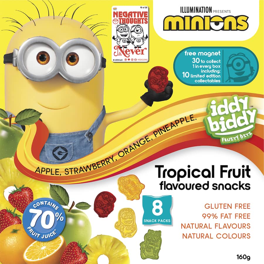 Iddy Biddy Fruit Snacks Tropical 8pk 160g