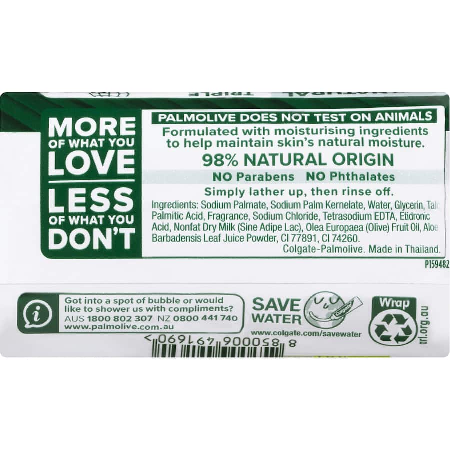 Palmolive Naturals Bar Soap Olive & Aloe Vera Value Pack 90g bars 6pack