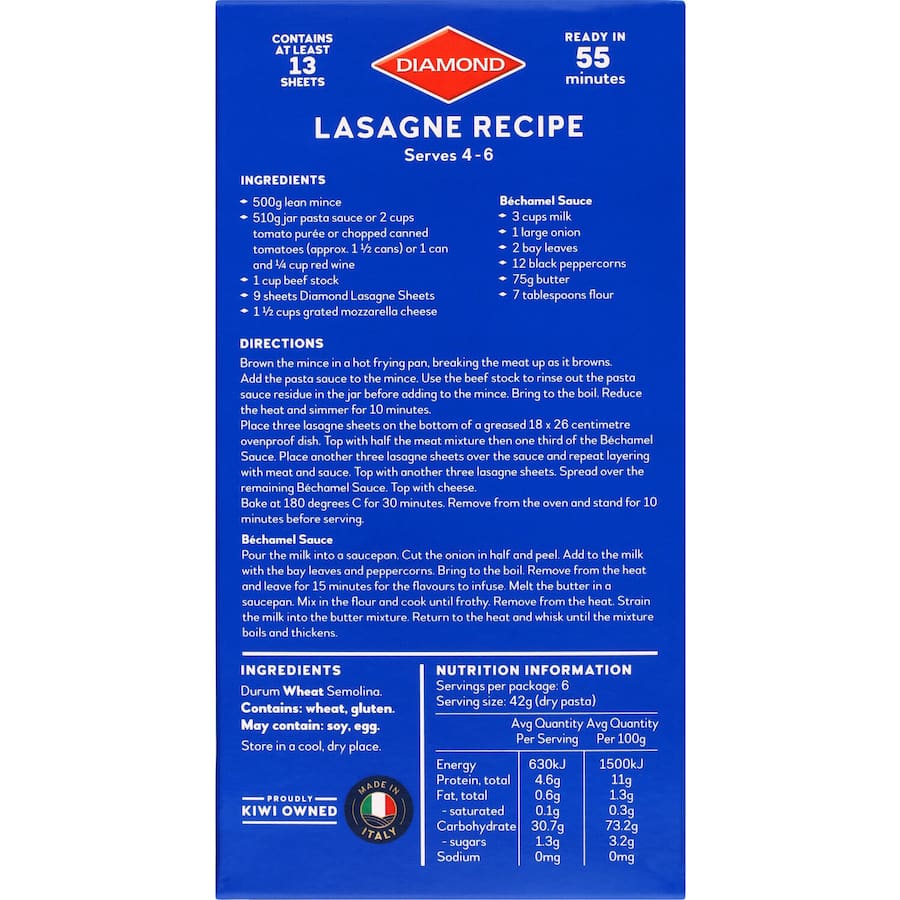 Diamond Pasta Lasagne Sheets 250g