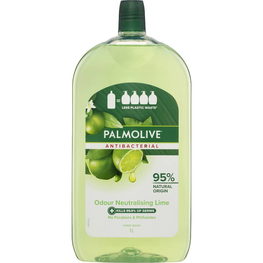 Palmolive Antibacterial Liquid Hand Wash Refill Odour Neutralising Lime Refill 1L
