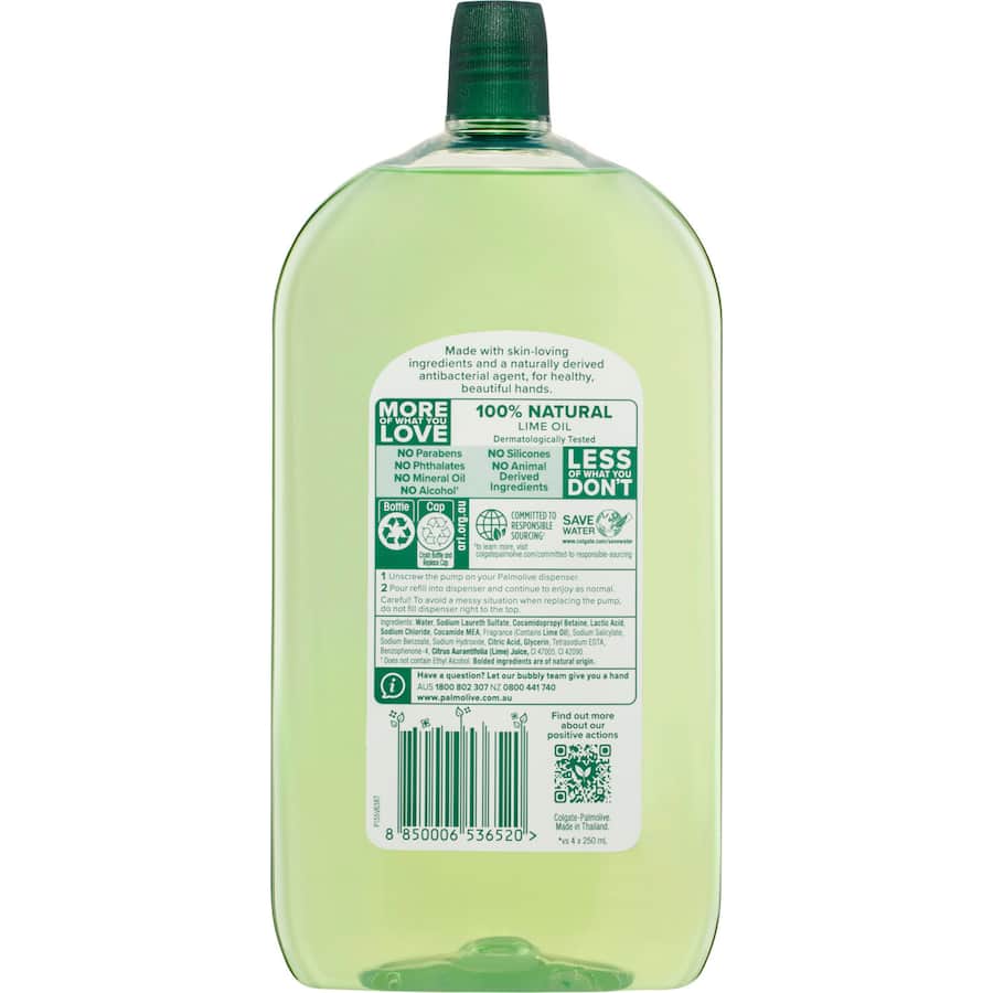 Palmolive Antibacterial Liquid Hand Wash Refill Odour Neutralising Lime Refill 1L