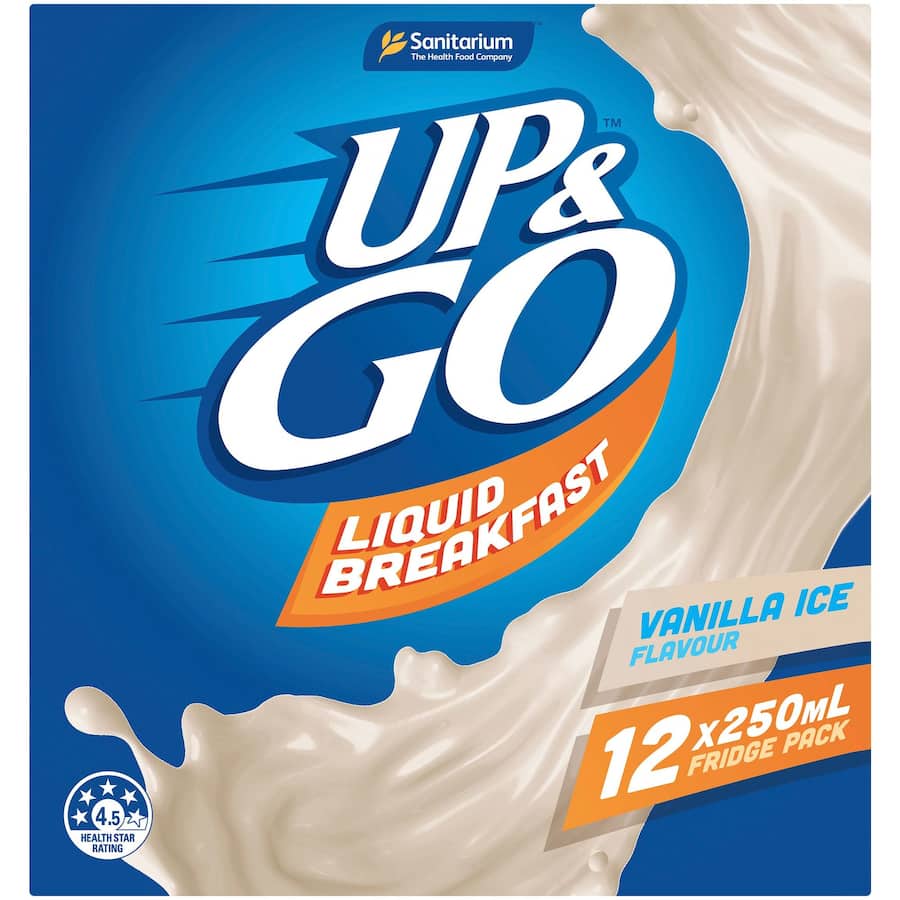 Sanitarium Up & Go Liquid Breakfast Vanilla Ice Fridge Pack 12pk 250mL