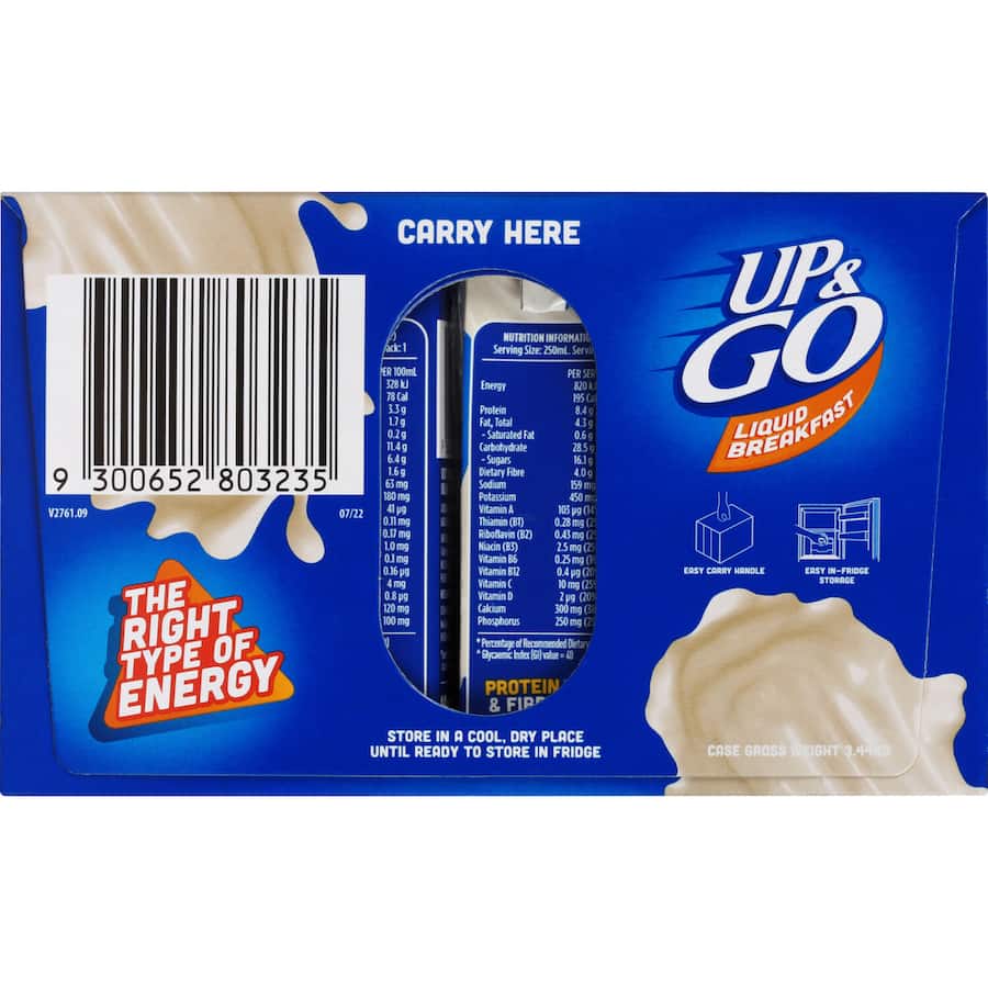 Sanitarium Up & Go Liquid Breakfast Vanilla Ice Fridge Pack 12pk 250mL