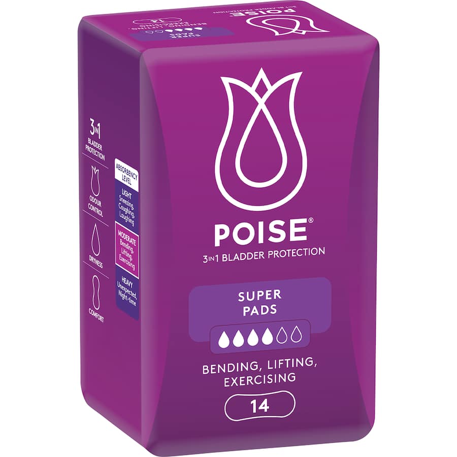 Poise Womens Continence Pads Super 14pack