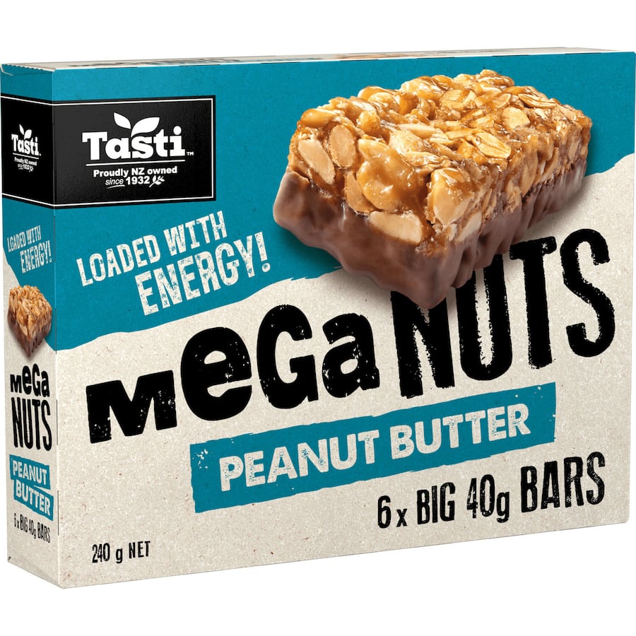 Tasti Mega Nuts Nut Bars Peanut Butter 6pk 240g