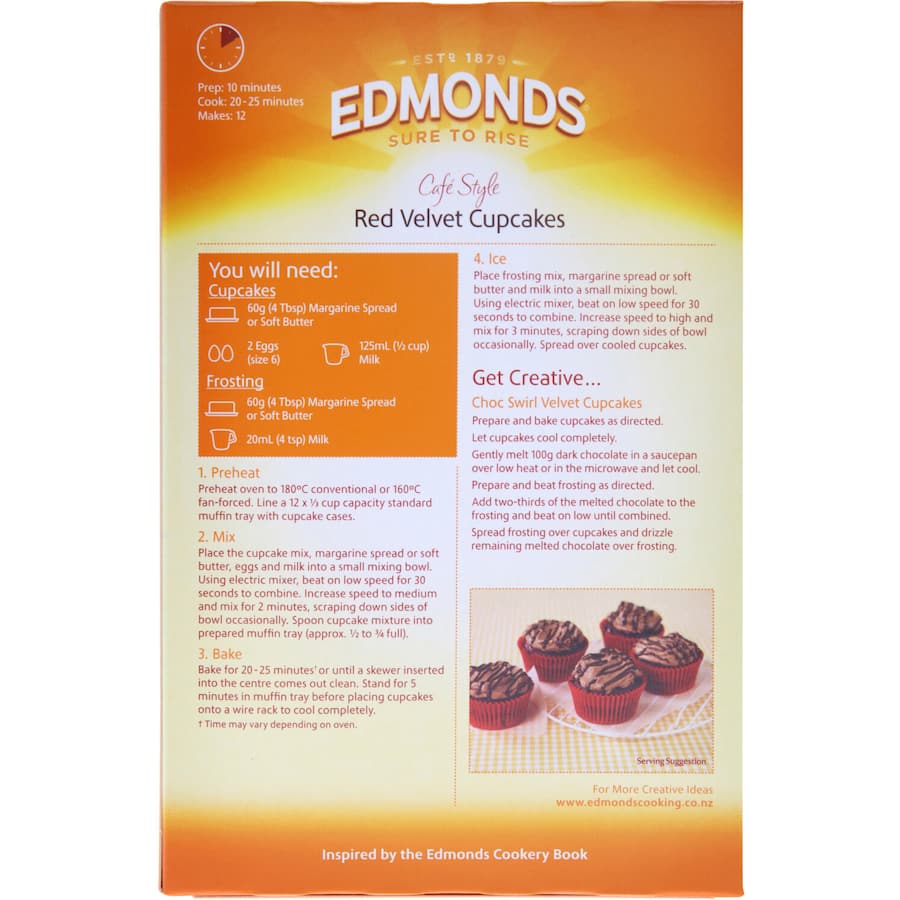 Edmonds Cupcake Mix Red Velvet 365g