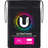 U By Kotex Pads Ultrathins Super With Wings 12pack
