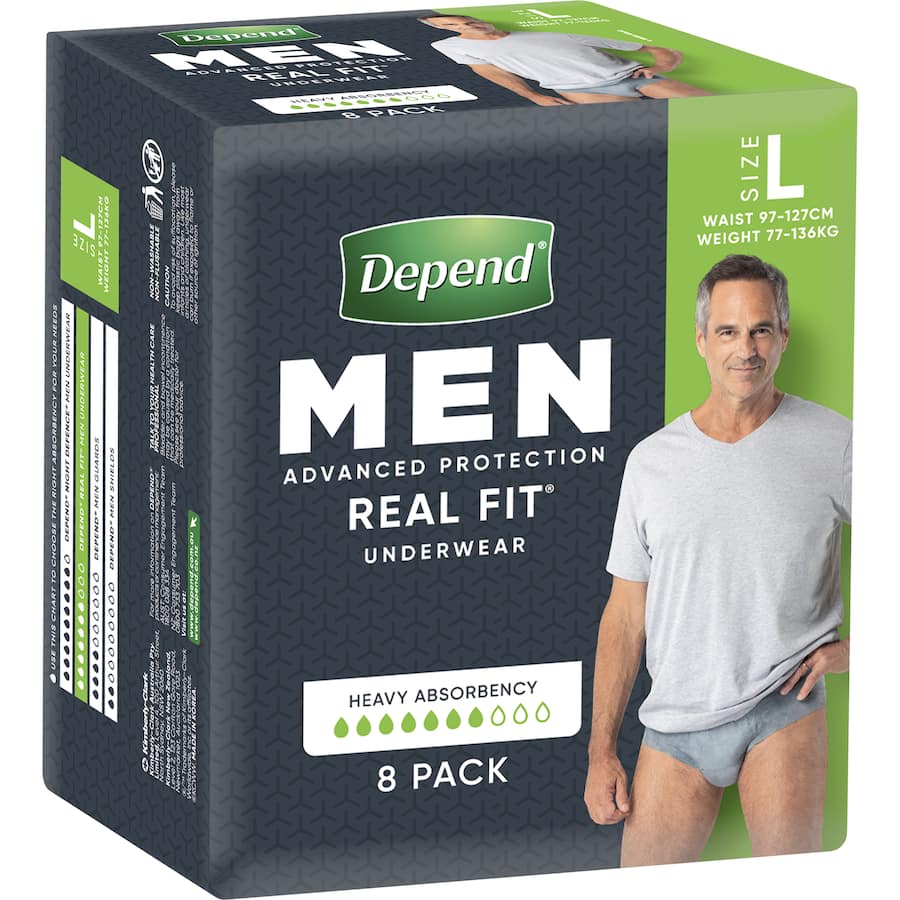 Depend Real Fit Underwear Mens Continence Pants Large 8pack