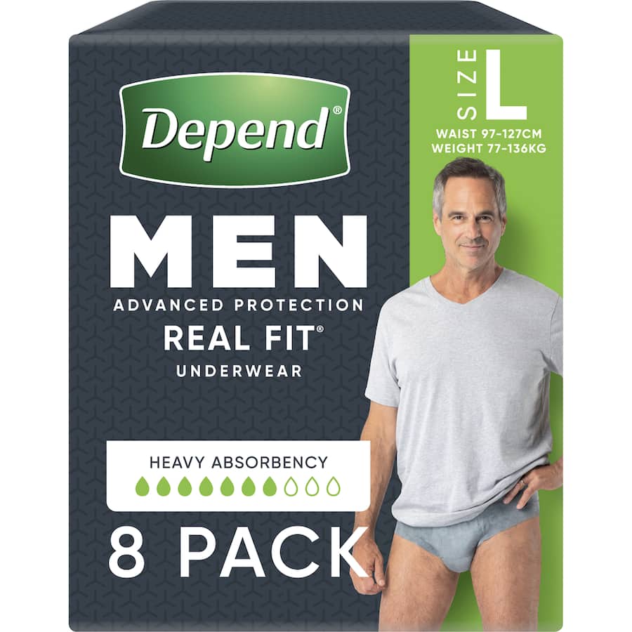 Depend Real Fit Underwear Mens Continence Pants Large 8pack