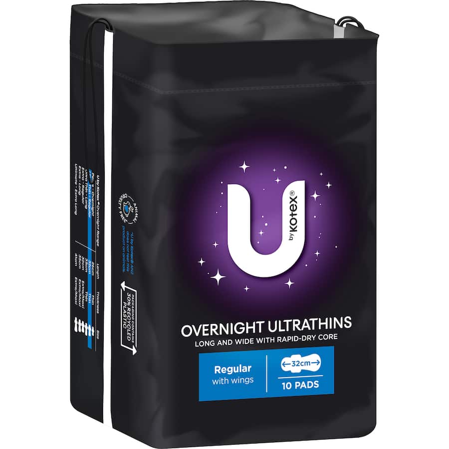 U By Kotex Ultra Thins Pads Overnight With Wings 10pack