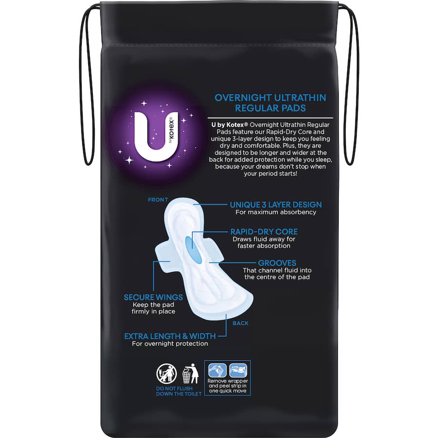 U By Kotex Ultra Thins Pads Overnight With Wings 10pack