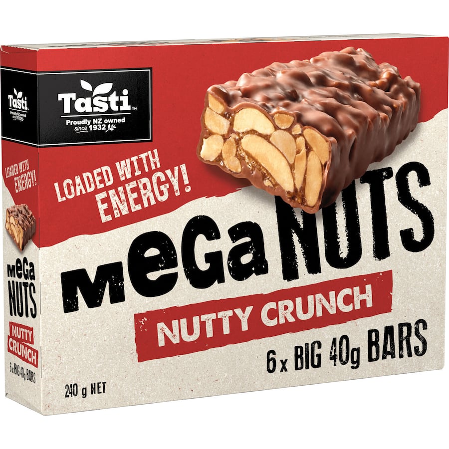 Tasti Mega Nuts Nut Bars Nutty Crunch 6pk 240g