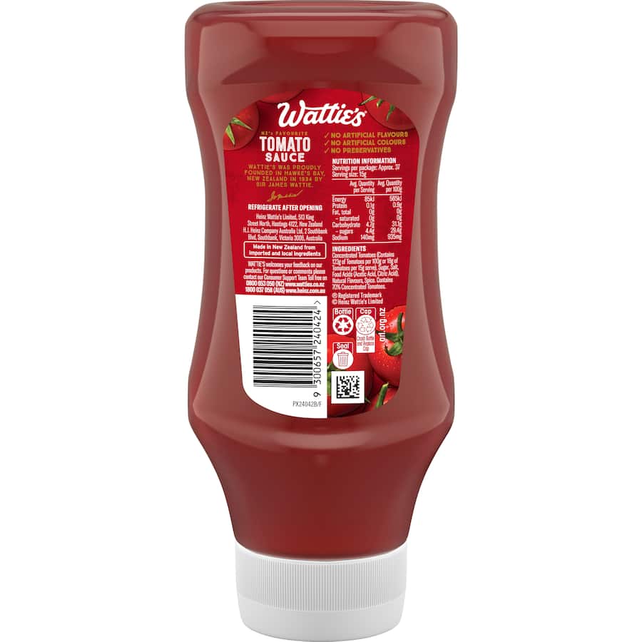 Watties Tomato Sauce  Squeeze bottle 560g