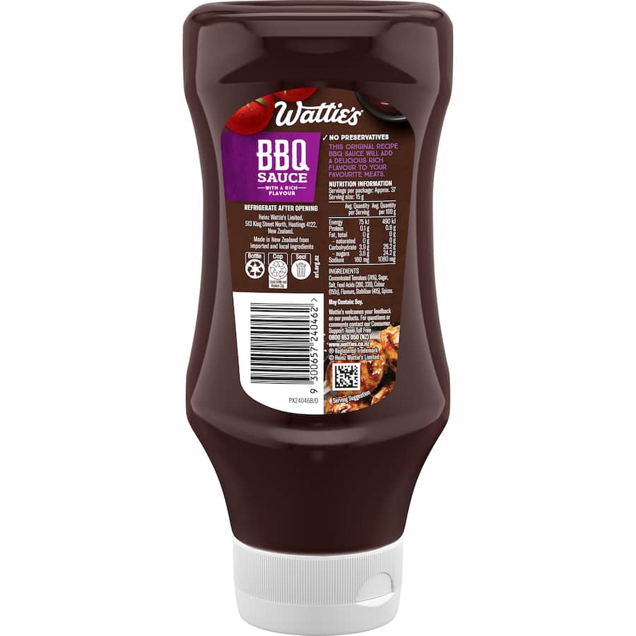 Watties Bbq Sauce  Squeeze bottle 560g
