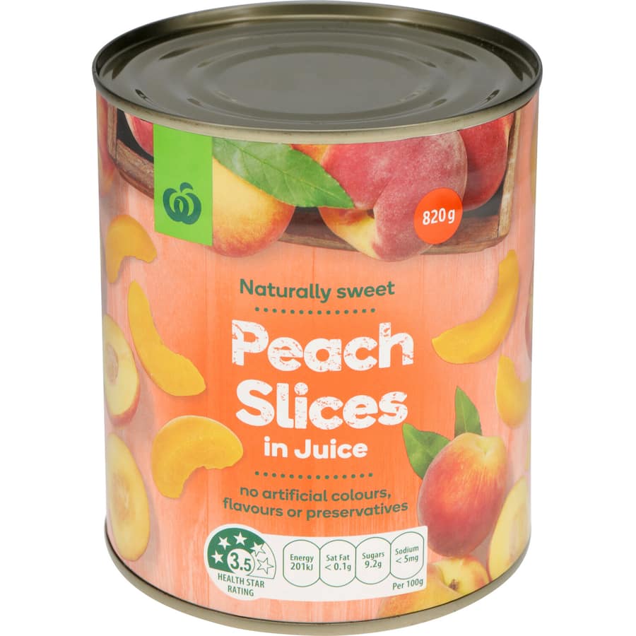 Woolworths Peaches Slices In Juice Can 820g (SMARTFOX)