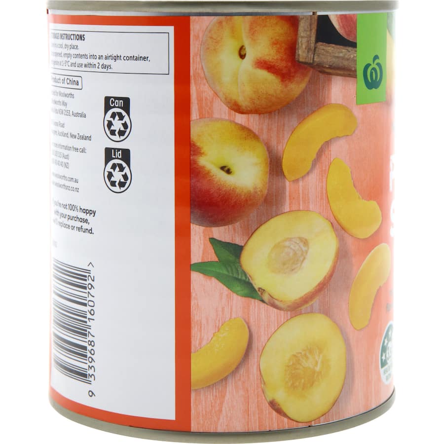 Woolworths Peaches Slices In Juice Can 820g (SMARTFOX)
