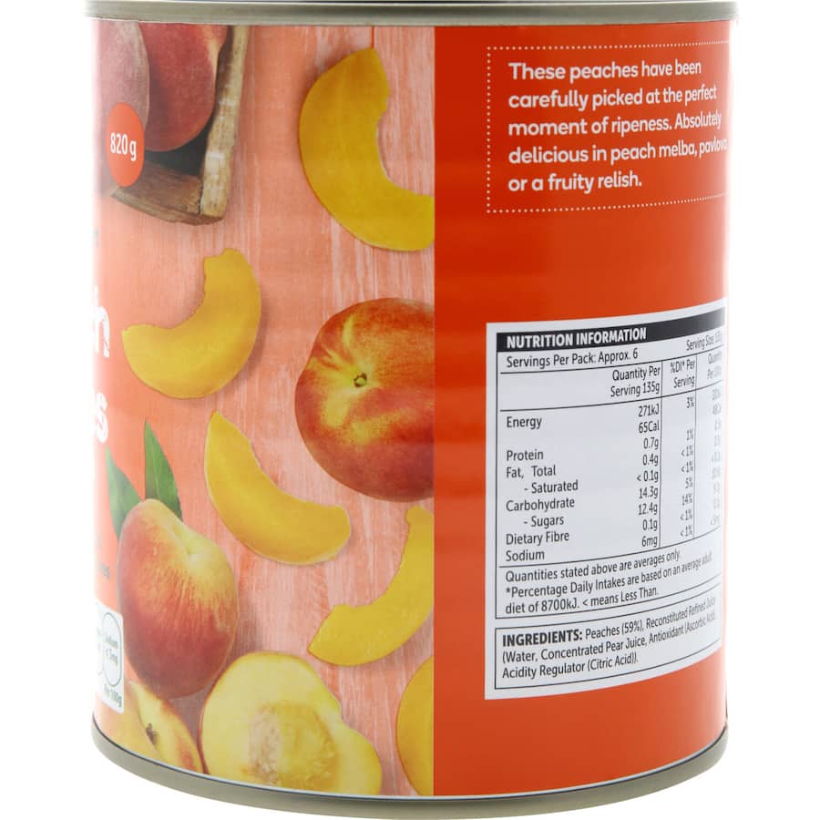 Woolworths Peaches Slices In Juice Can 820g (SMARTFOX)