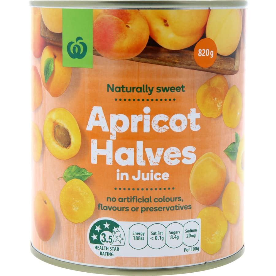 Woolworths Apricots Halves In Juice Can 820g