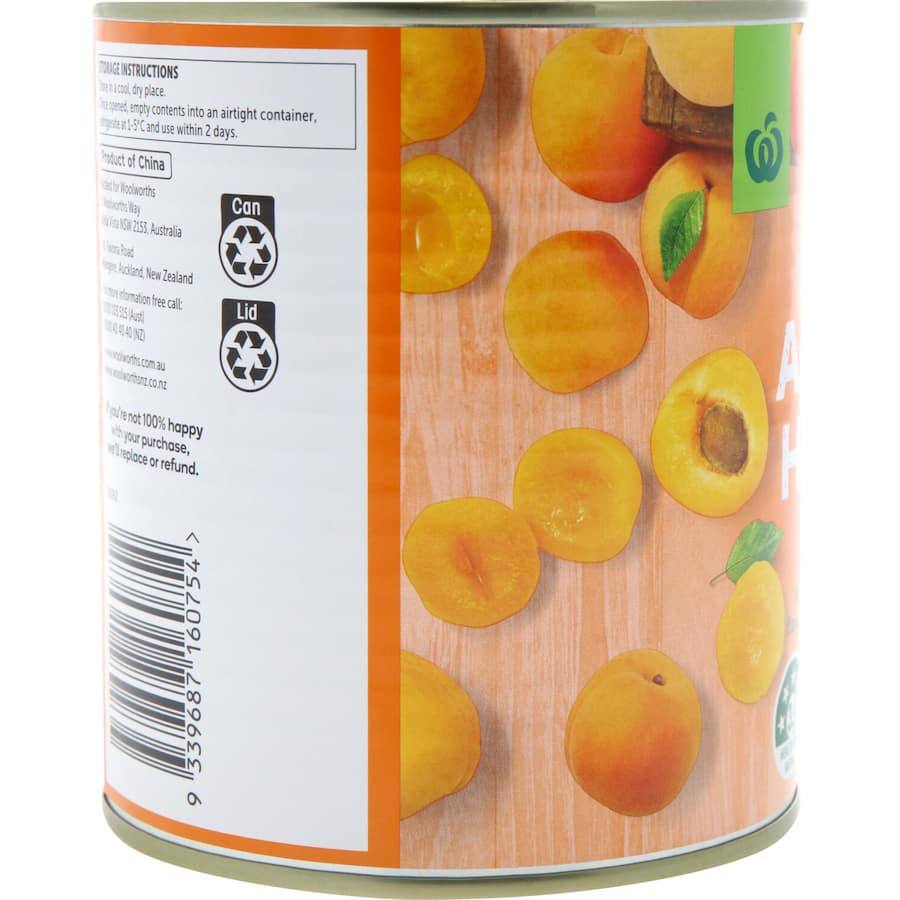 Woolworths Apricots Halves In Juice Can 820g