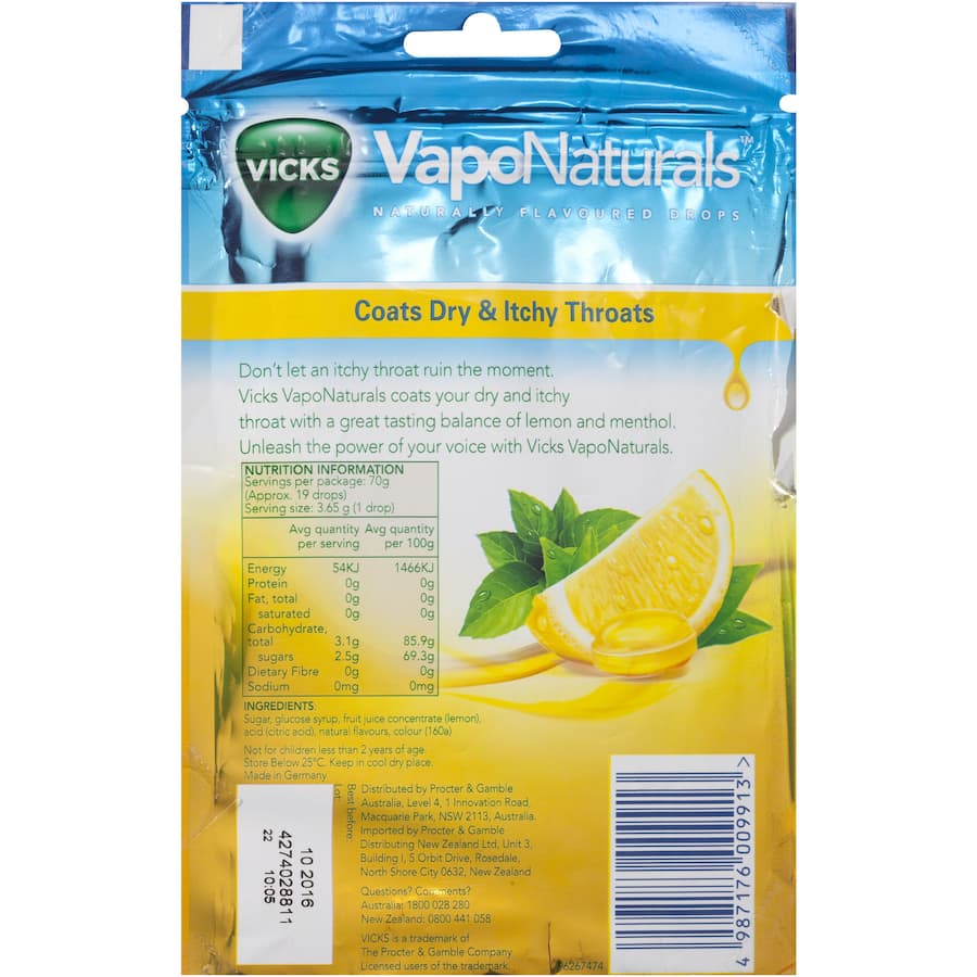 Vicks Vaponaturals Lozenges Lemon Menthol 19pack