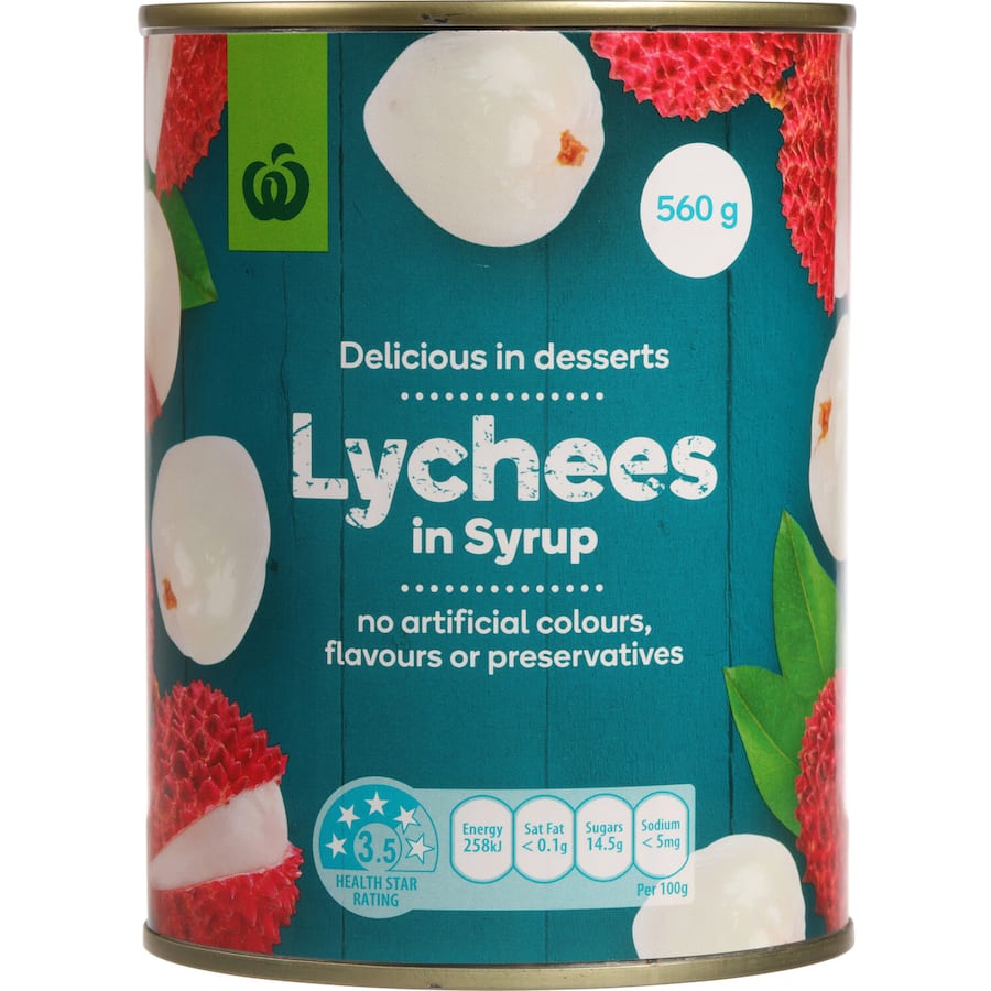 Woolworths Lychees In Syrup Can 560g