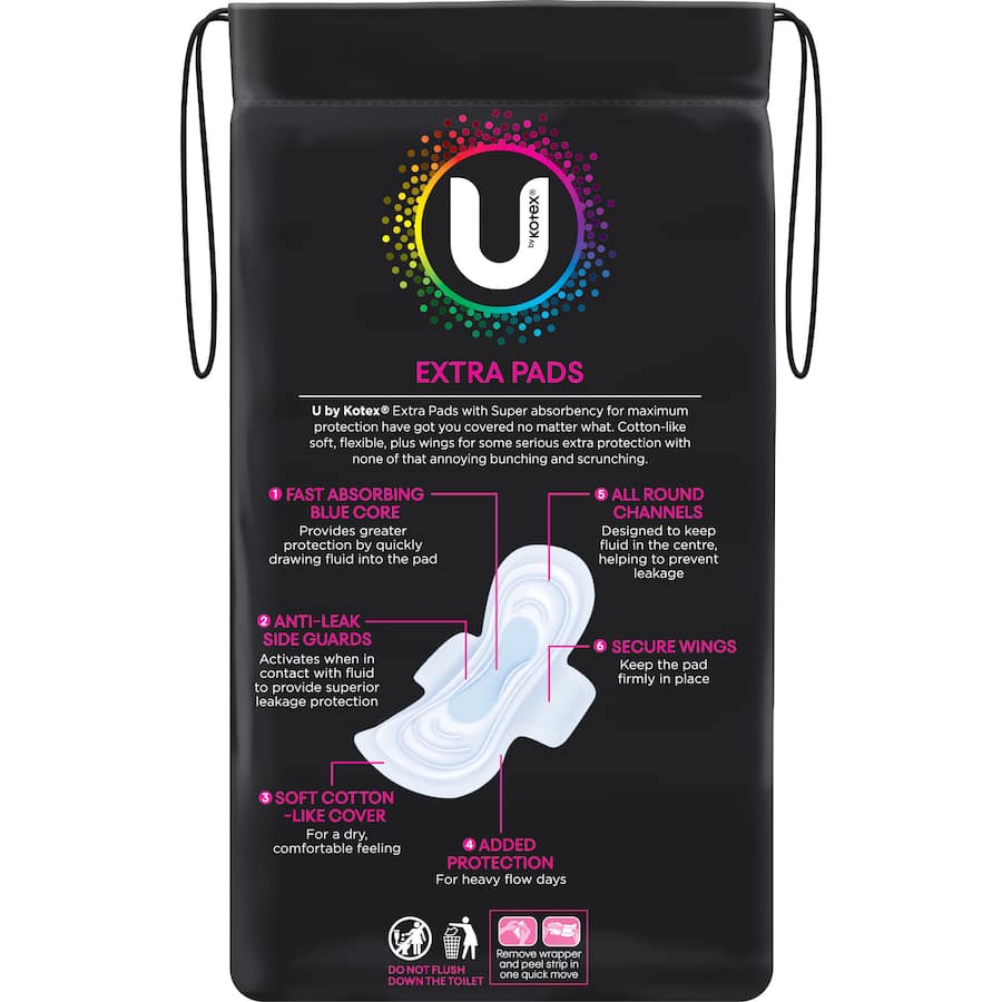 U By Kotex Extra Pads Super With Wings 14pack