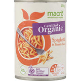Macro Organic Spaghetti In Tomato Sauce Can 420g