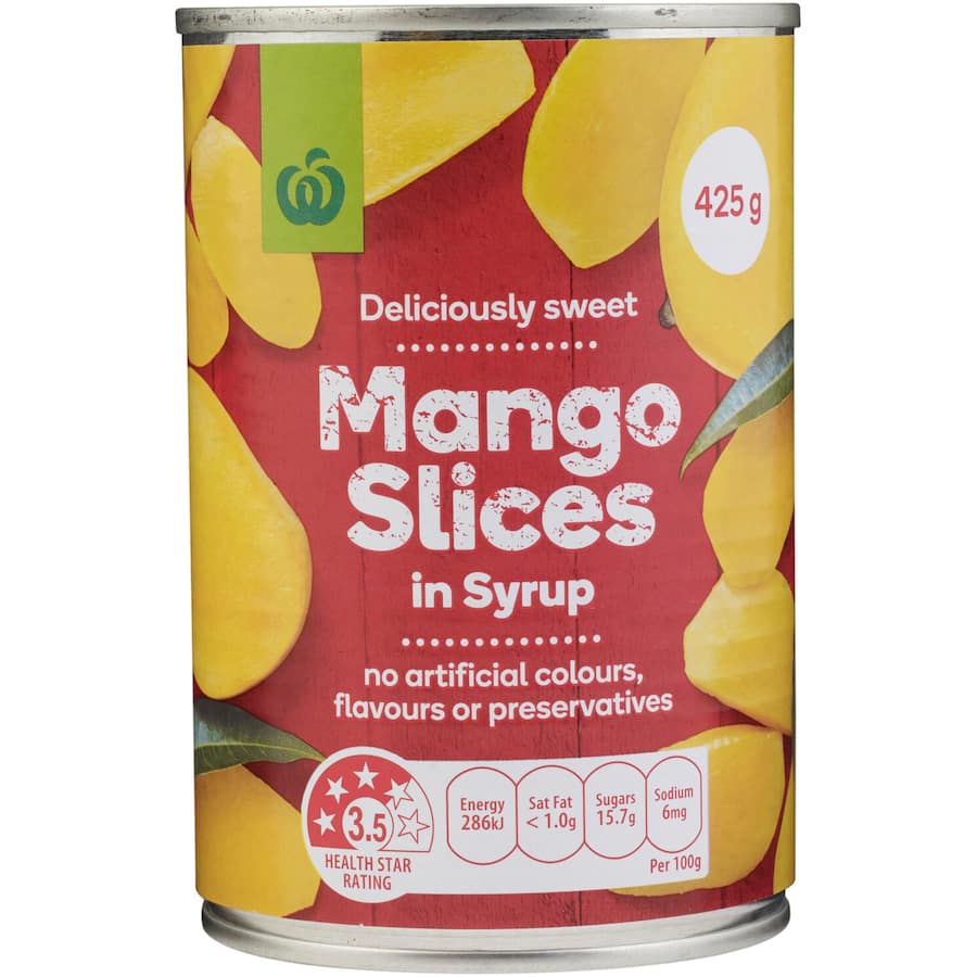 Woolworths Mango Slices In Syrup Can 425g