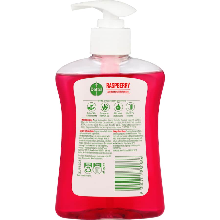 Dettol Liquid Hand Wash Raspberry Pump 250mL