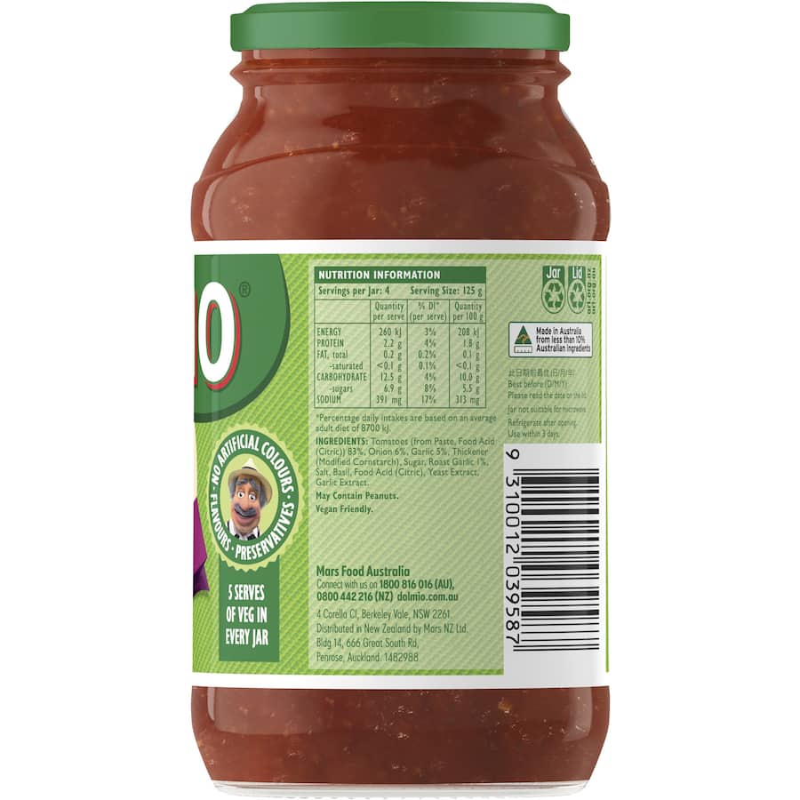 Dolmio Extra Pasta Sauce Tomato, Onion & Roast Garlic 500g