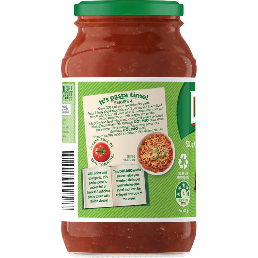 Dolmio Extra Pasta Sauce Tomato, Onion & Roast Garlic 500g
