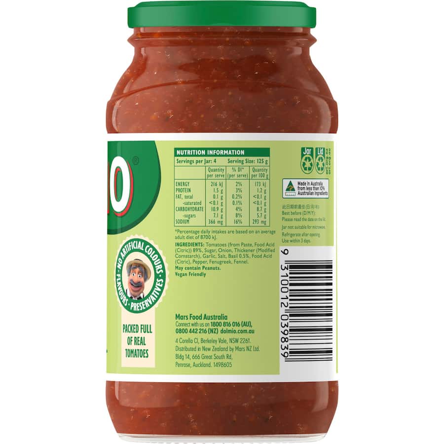 Dolmio Traditional Recipe Pasta Sauce Basil 500g