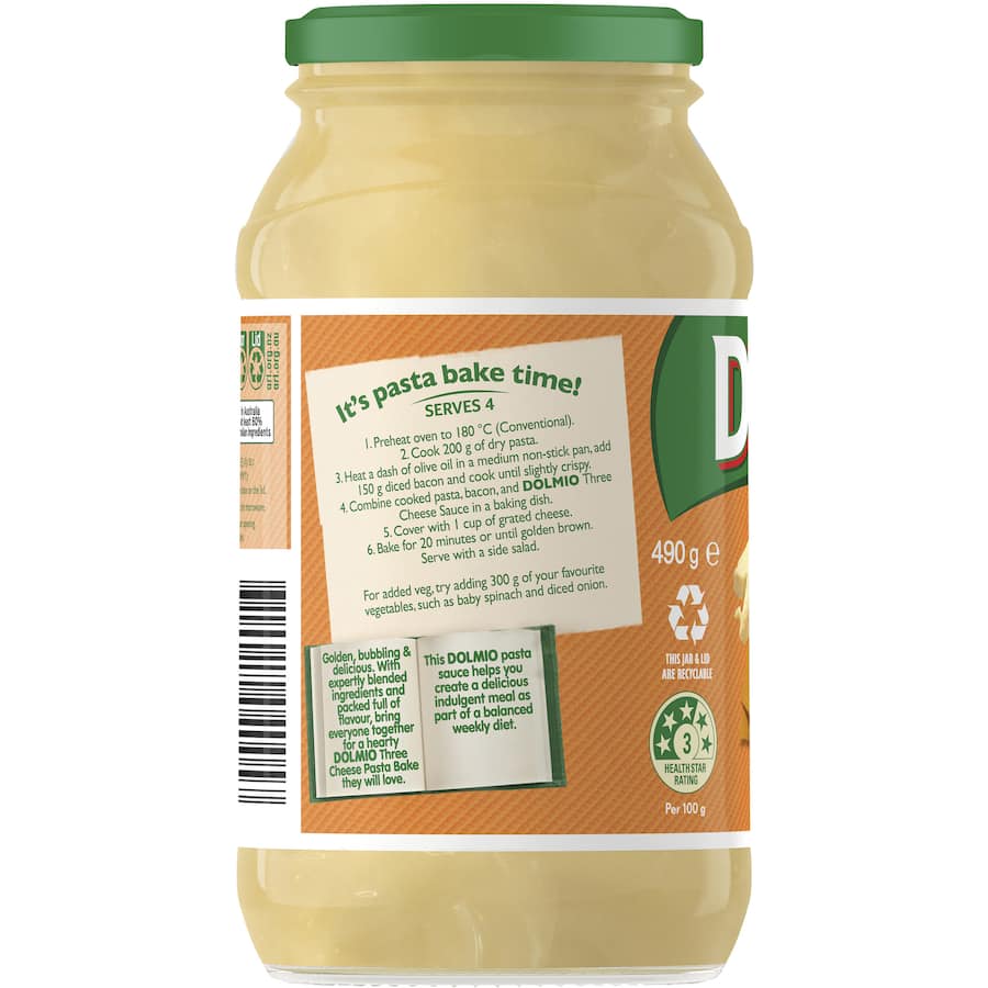 Dolmio Pasta Bake Pasta Sauce Three Cheeses 490g